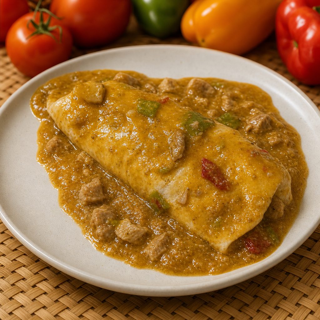 Chile Verde (Diced Pork) Burrito.
