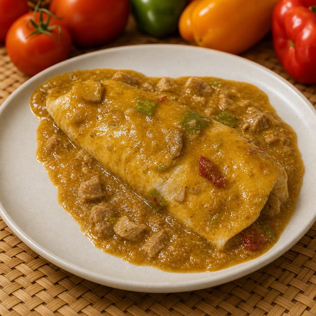 Chile Verde (Diced Pork) Burrito.