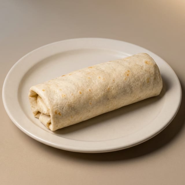 Shredded Beef, Cheese, Lettuce & Tomato Burrito.